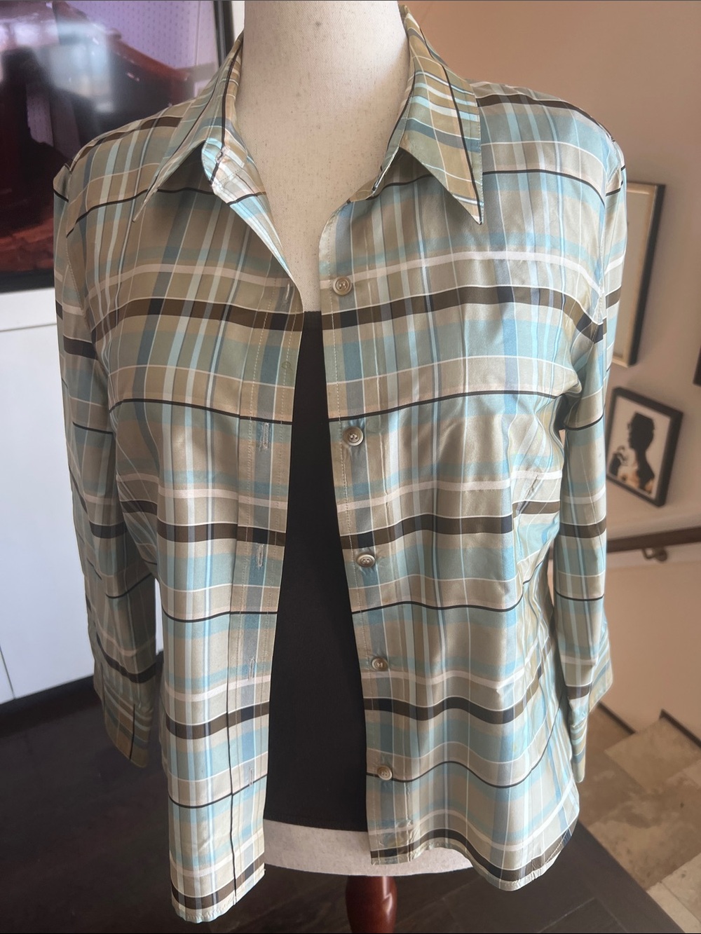 Carlisle Blue and Tan Plaid Button-Front Jacket